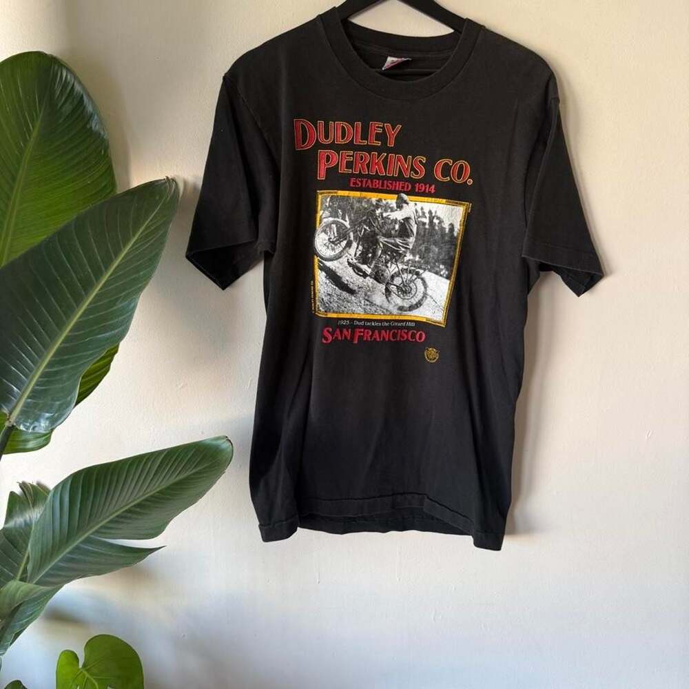 Vintage Fruit of the Loom Dudley Perkins Co San Francisco Motorcycle T-Shirt Med